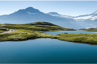 eiger ultra trail participants running in the mountains of switzerland