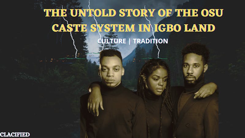 Image showing three black people depicting outcasts as practised in the Osu Caste Sytem, an ancient tradition in Igboland