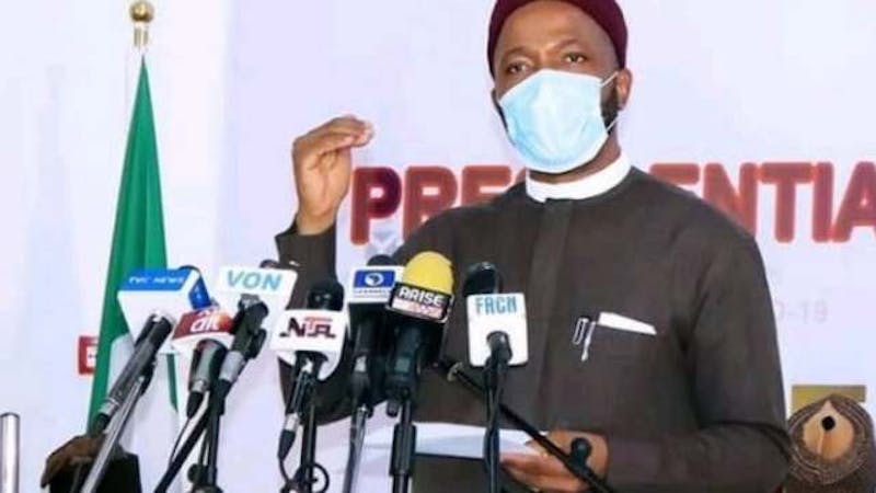 The Nigerian minister of education Emeka Nwajiuba during the briefing of the Presidential Taskforce on COVID-19