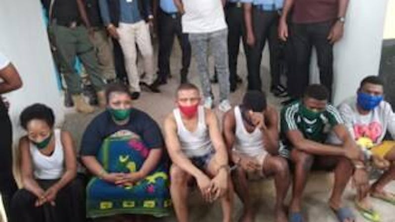 The six suspects that connived to kill Miss Vera Uwaila Omozua a student of University of Benin who was raped and murdered while reading in the church