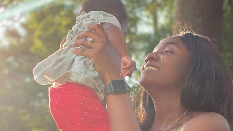 Simisola Ogunleye with her newborn daughter.