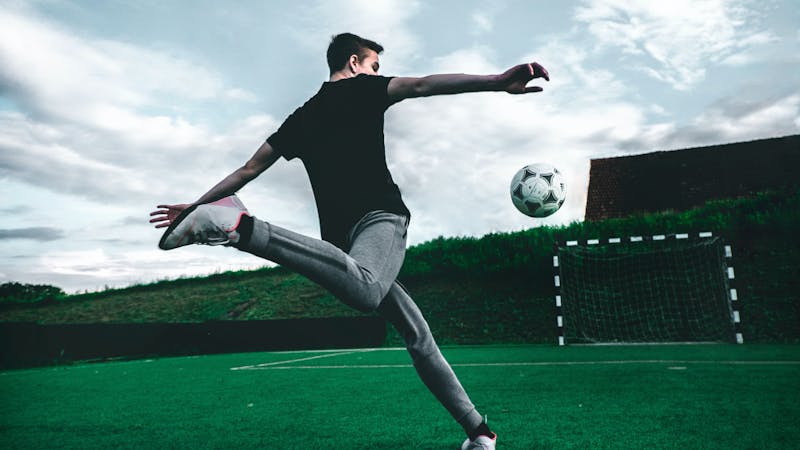 A player about to score a goal.