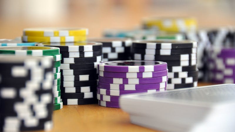 Blue Green and Purple Poker Chips.