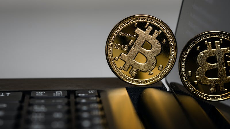 Bitcoin in a physical coin representation.