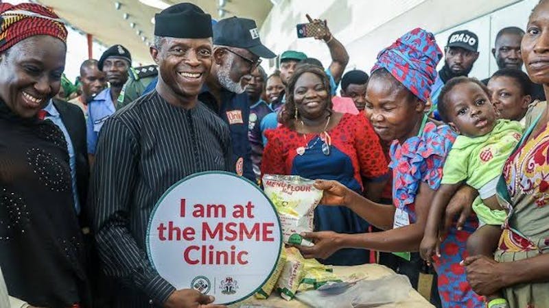 Vice President Yemi Osinbajo visits beneficiaries of MSME Survival Funds