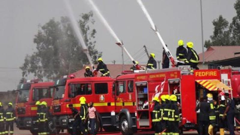 FCT Abuja fire service at work during a fire outbreak