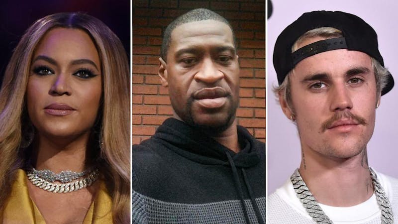 Faces of celebrities in support of the fight against racism
