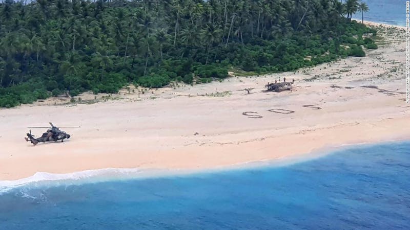 'SOS' message written on beach sand saves Pacific Island mariners