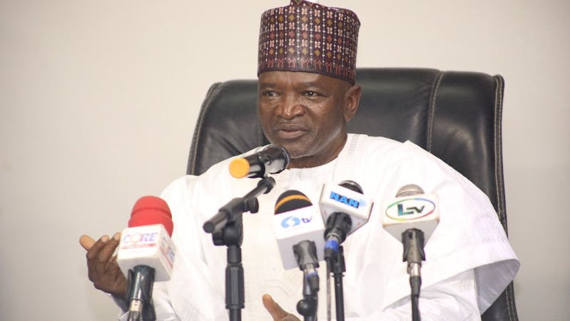 Minister of environment Abubakar during Presidential Task briefing