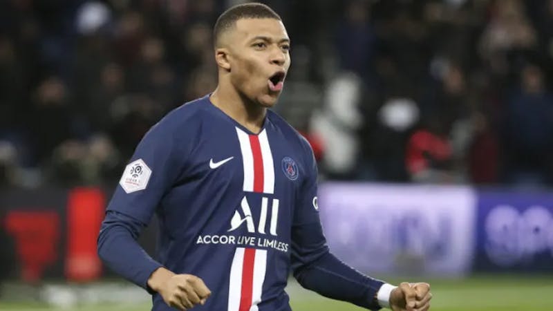 Kylian Mbappe celebrating his goal for PSG