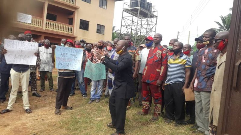 Ekwulobia community protest over diversion of COVID-19 by a clergy and others