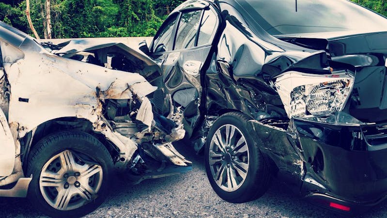 A car accident where two cars accidentally crashed each other