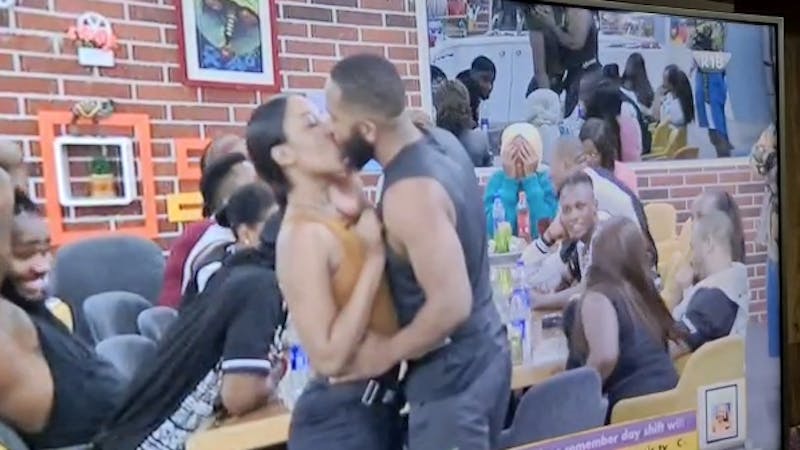 Kiddwaya and Erica kissing during Truth and Dare