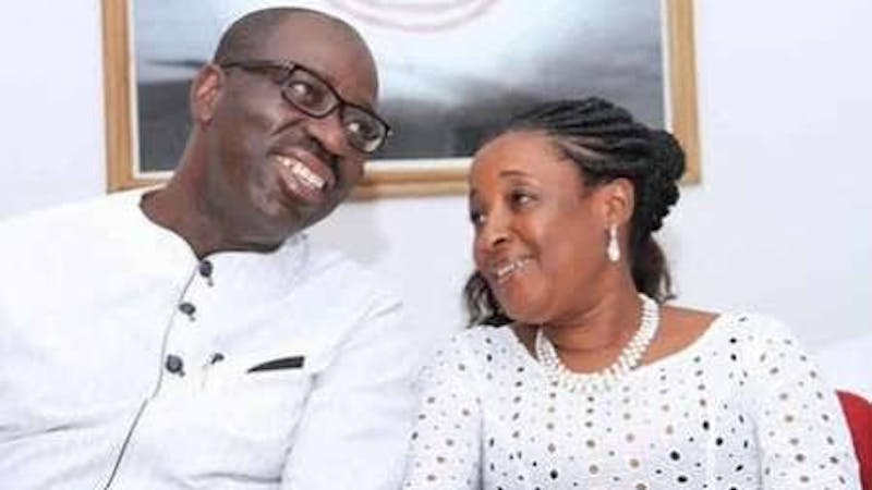 Edo state governor, Godwin Obaseki and his wife, Betsy Obaseki accused by APC of disrupting the party's medical outreach programme within the state