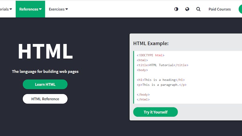 The homepage of W3schools, an online teaching platform.