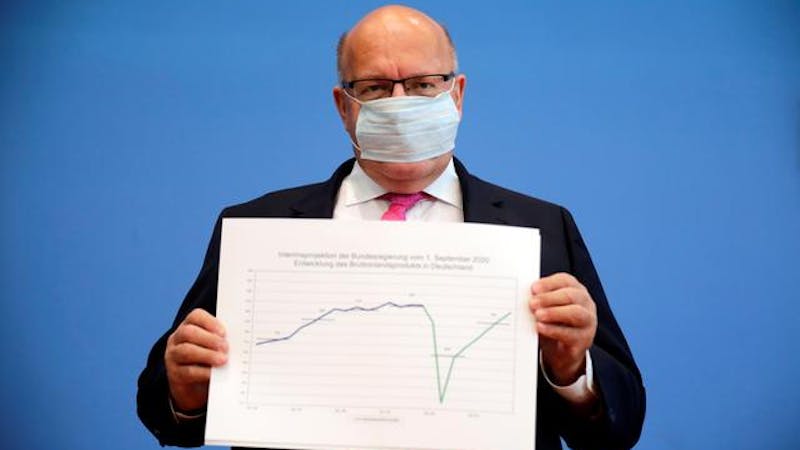 German Economy Minister, Peter Altmaier presents the government's updated economic outlook for 2020 in Berlin, Germany on September 1, 2020.