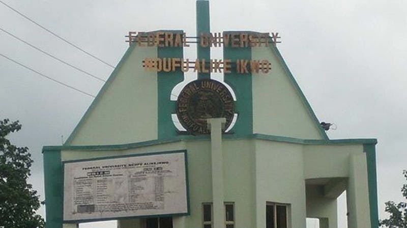 Entrance gate of the federal university, Ndufu-alike-ikwo (FUNAI).