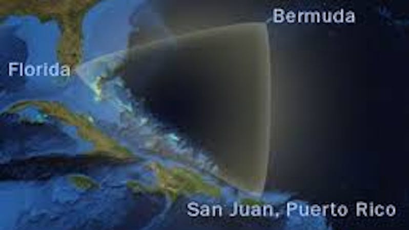 Bermuda Triangle which cuts across Bermuda, Florida, Puerto Rico