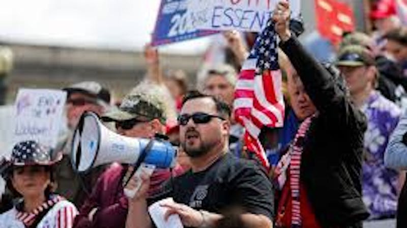 Image of USA protestors at the state capitol Washington