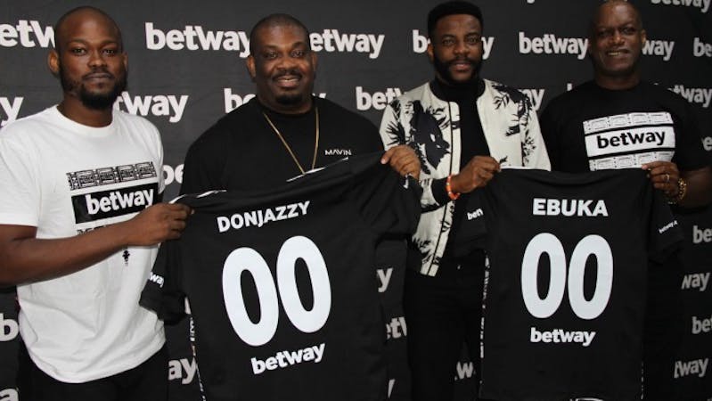 L-R: Lere Awokoya; Country Manager, Betway Nigeria, Don Jazzy; Superstar producer, Ebuka Obi-Uchendu; Media Personality and BBNaija Host and Chris Ubosi; Managing Director, Megalectrics Limited and Director, Digibay during the Betway BBNaija Ambassador’s signing ceremony