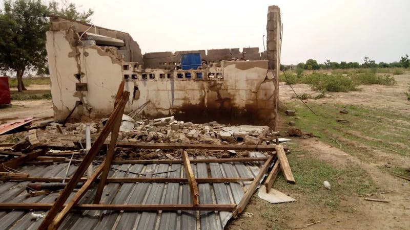 Houses destroyed by a rainstorm in Yobe State