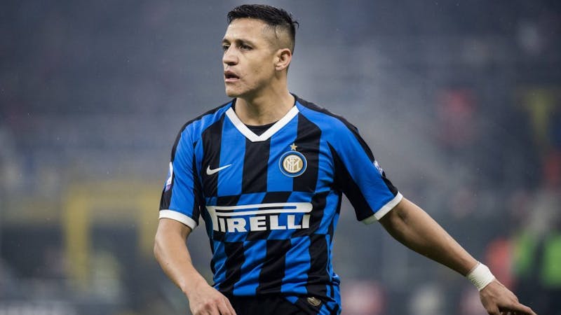 Alexis Sanchez in action for Inter Milan in their home kit