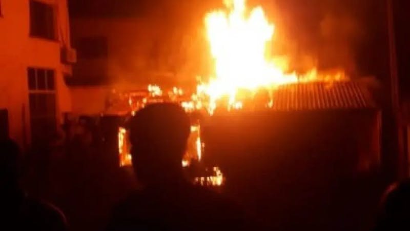 Blazing fire razing down a building as father and three sons get burnt to death in Cross River State