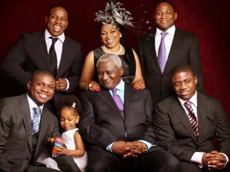 Folorunsho Alakija, The richest woman In Nigeria with her husband Modupe Alakija and Children.