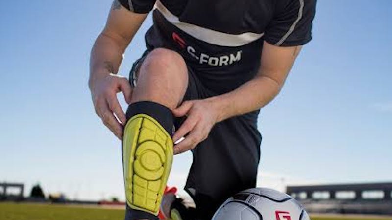 A model of G-form football shin guard