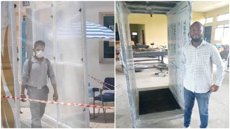 Abiodun Abraham, the UNILAG graduate who constructed a COVID-19 disinfectant spray machine