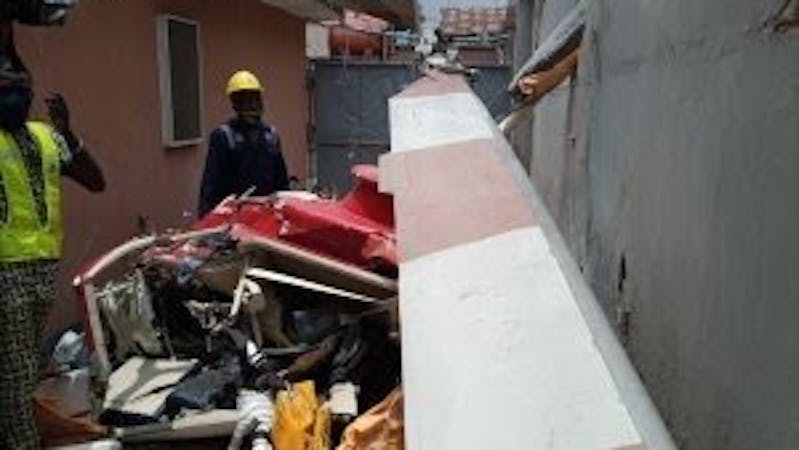 Bell 206 helicopter operated Quorum Aviation which crashed into a building at 16 A, Salvation Road, Opebi, Ikeja Lagos on Friday.