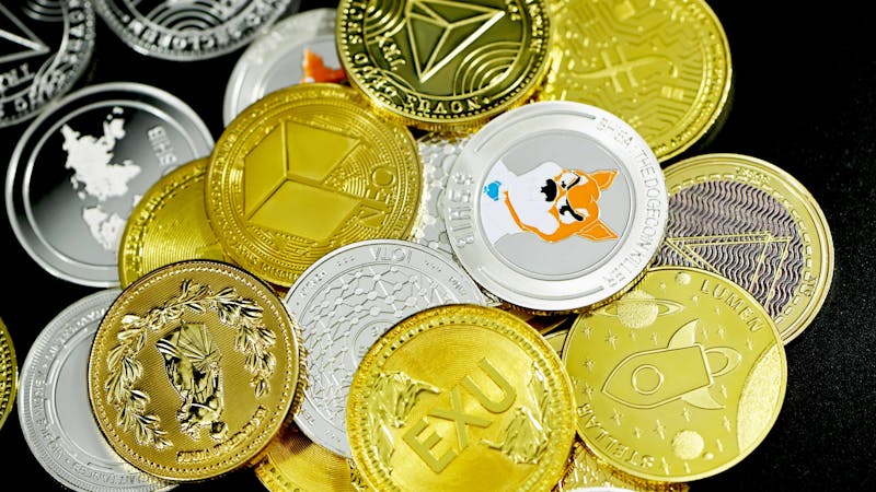 A physical representation of some Cryptocurrency coins.