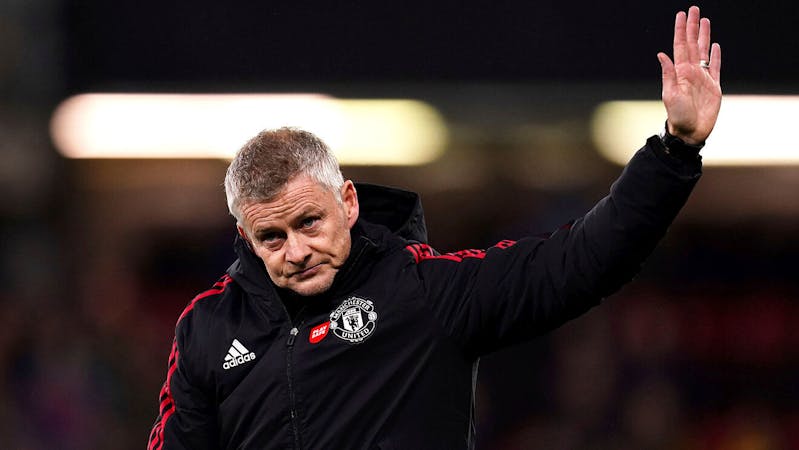 Ole Gunnar Solksjaer waves at Manchester United supporters