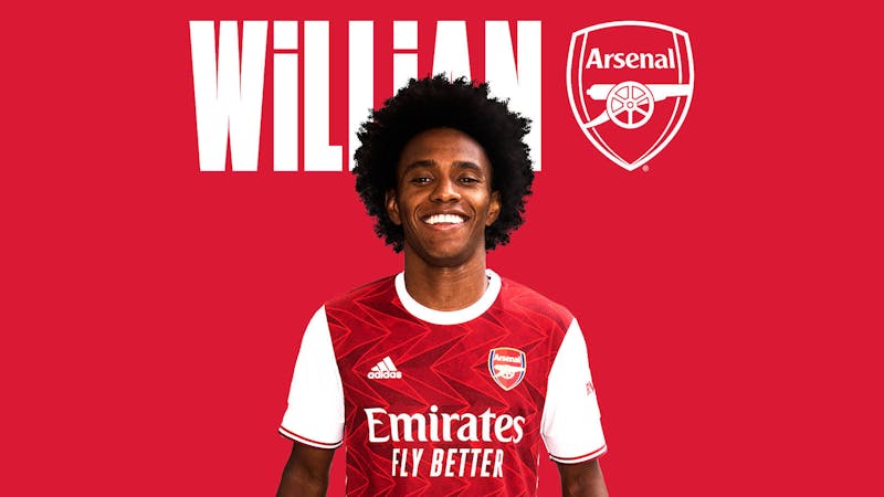 Brazilian winger Wilian in Arsenal home kit