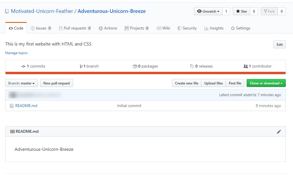 Our GitHub overview after we pushed our code to this new remote.