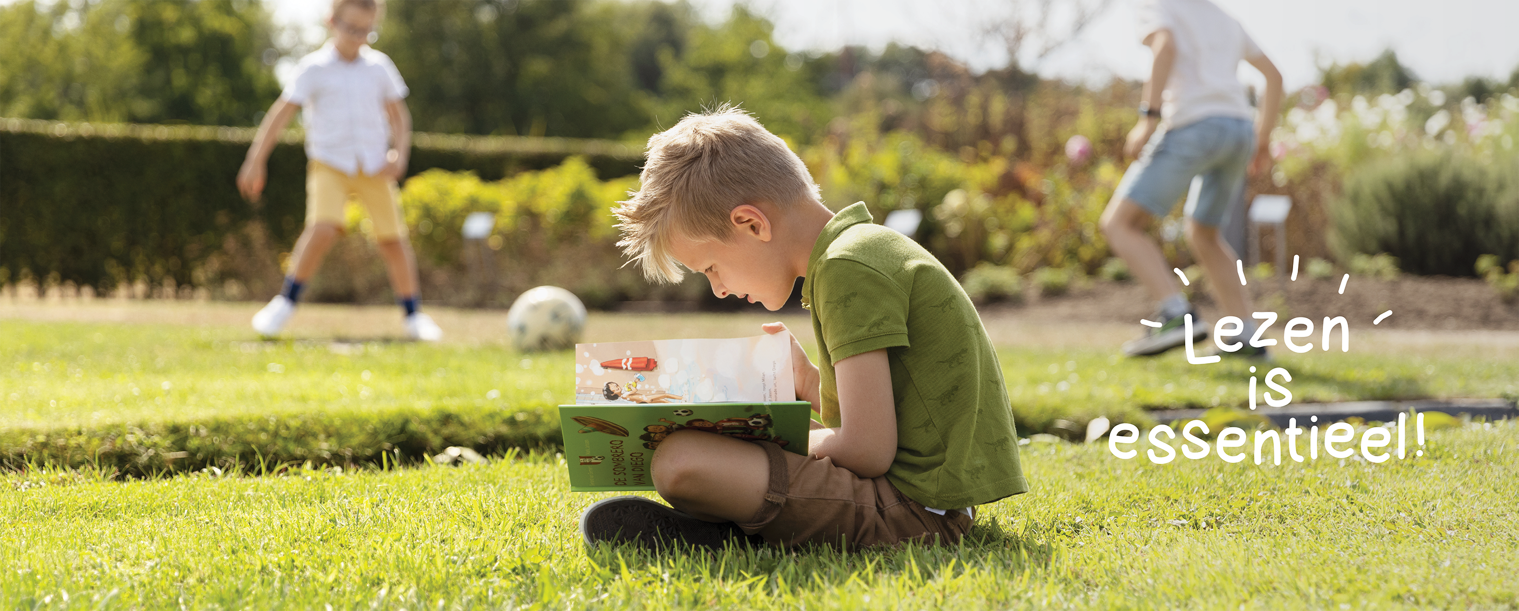 Banner met boodschap: lezen is essentieel