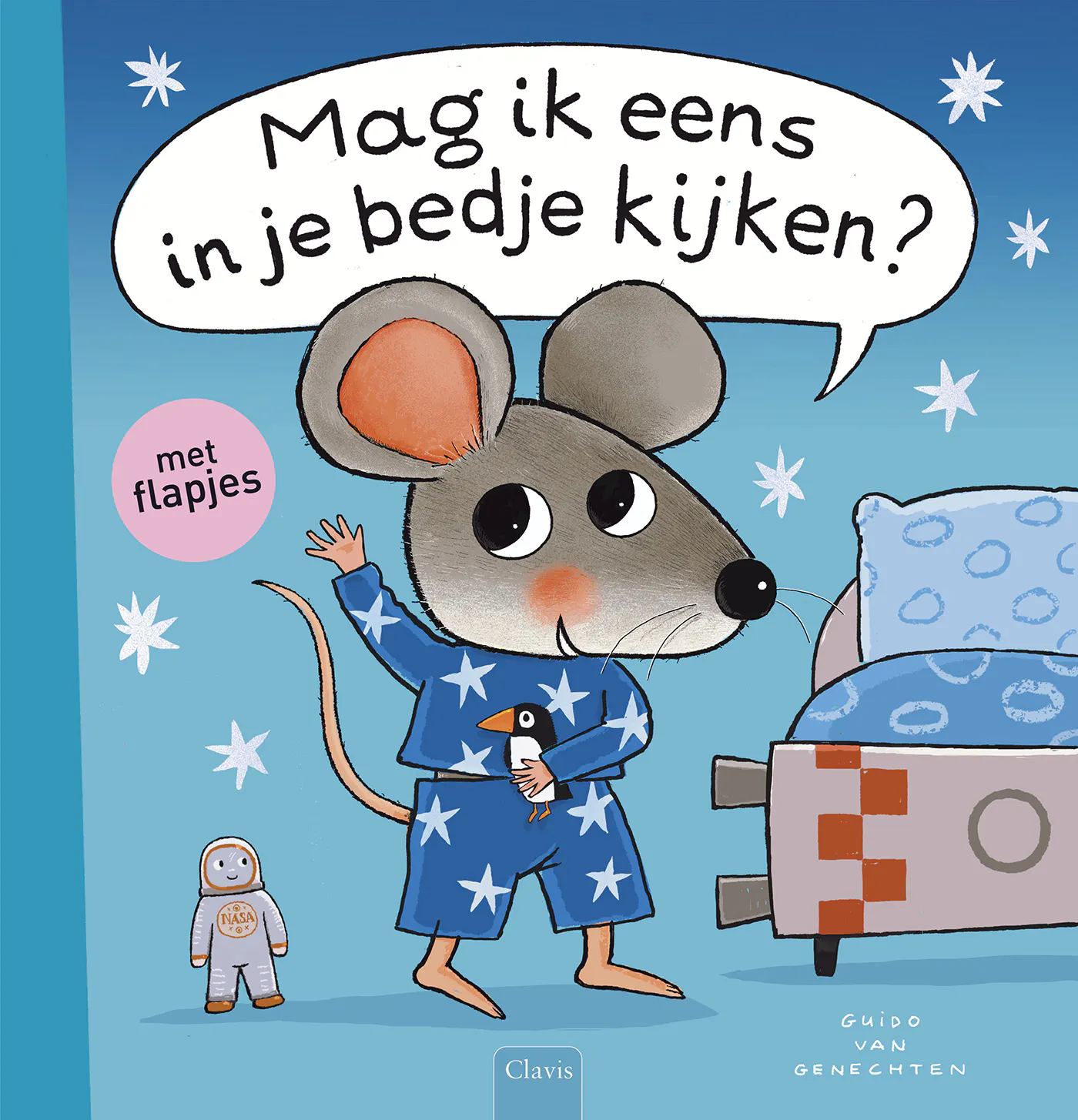Cover Mag ik eens in je bedje kijken door Guido van Genechten 
9789044849240 - Muisje