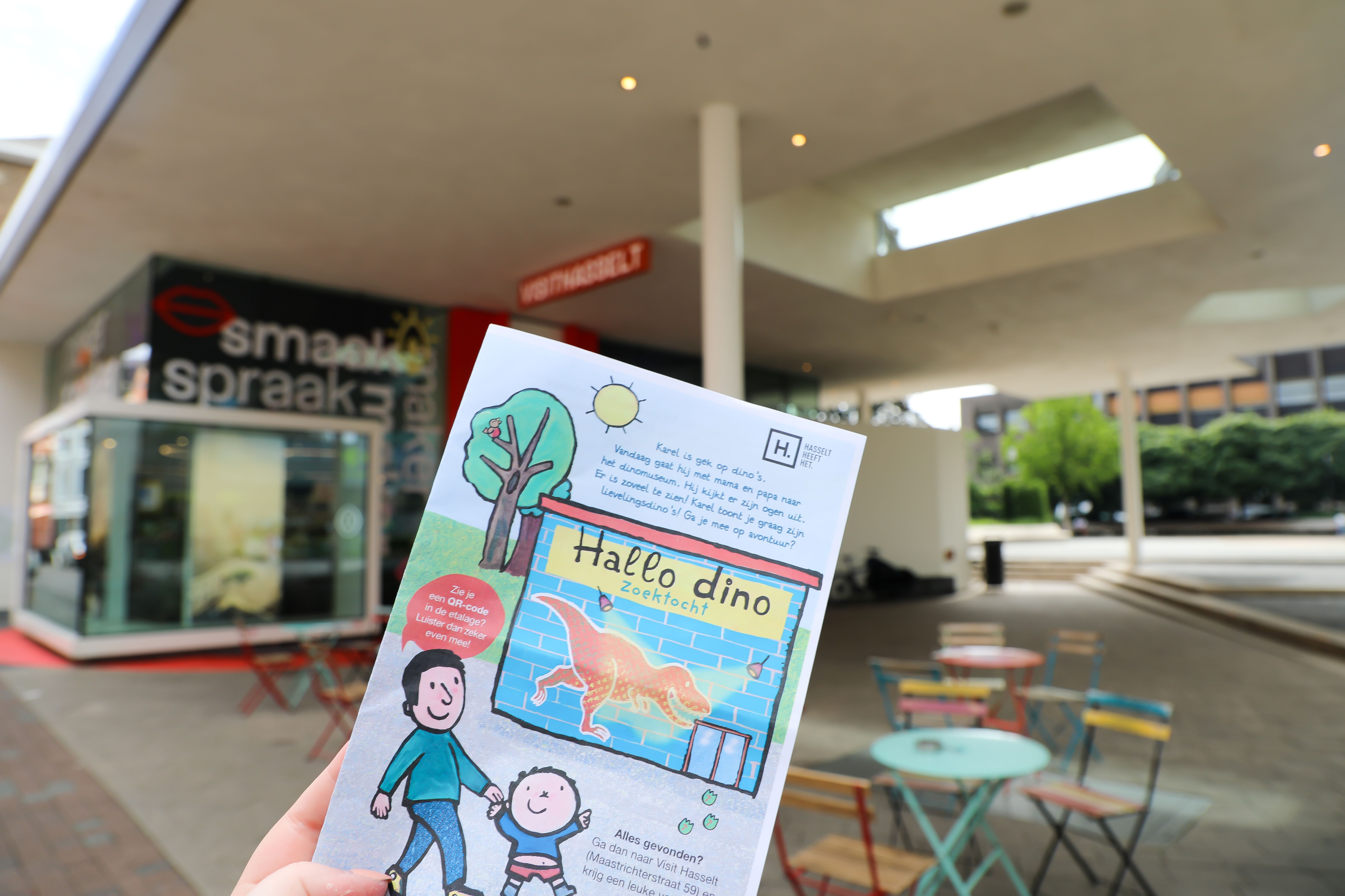 een foto van het odrachtenformulier van de Hallo dino zoektocht aan Visit Hasselt, het startpunt van de zoektocht.