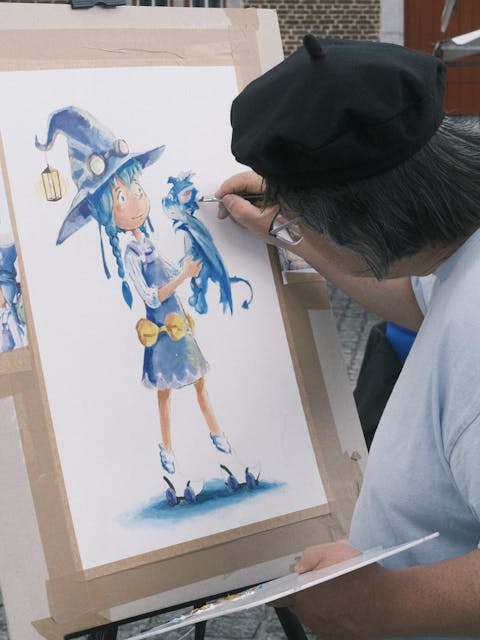 illustrator aan het werk live painting