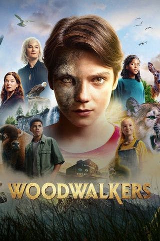 filmaffiche Woodwalkers: je ziet het gezicht van een jongen half mens half poema