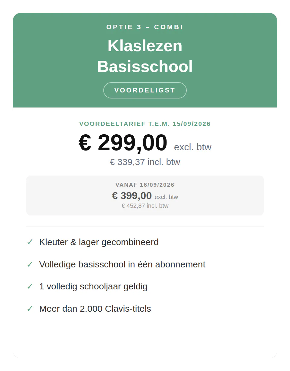 Klaslezen abonnementen 2026-2027: lagere school