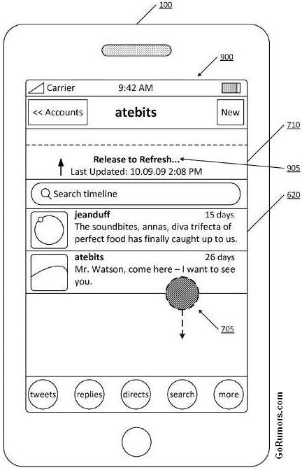 Tweetie for iOS - Pull to refresh Patent