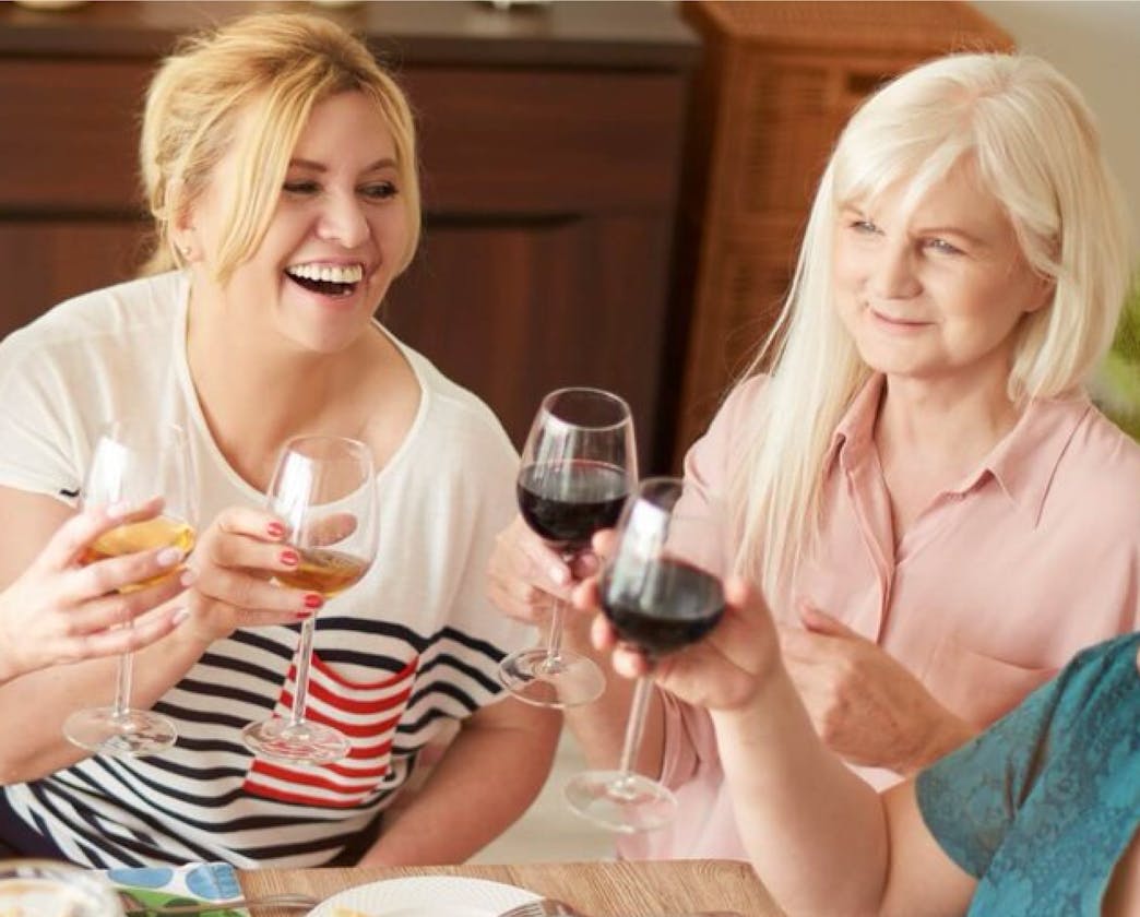 ladies drinking wine