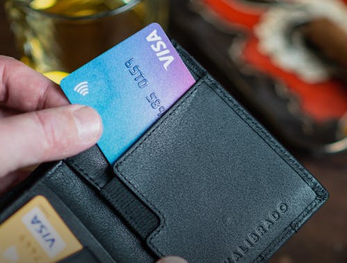 Visa card in a wallet