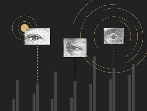 A schematic of eyes looking at search engines