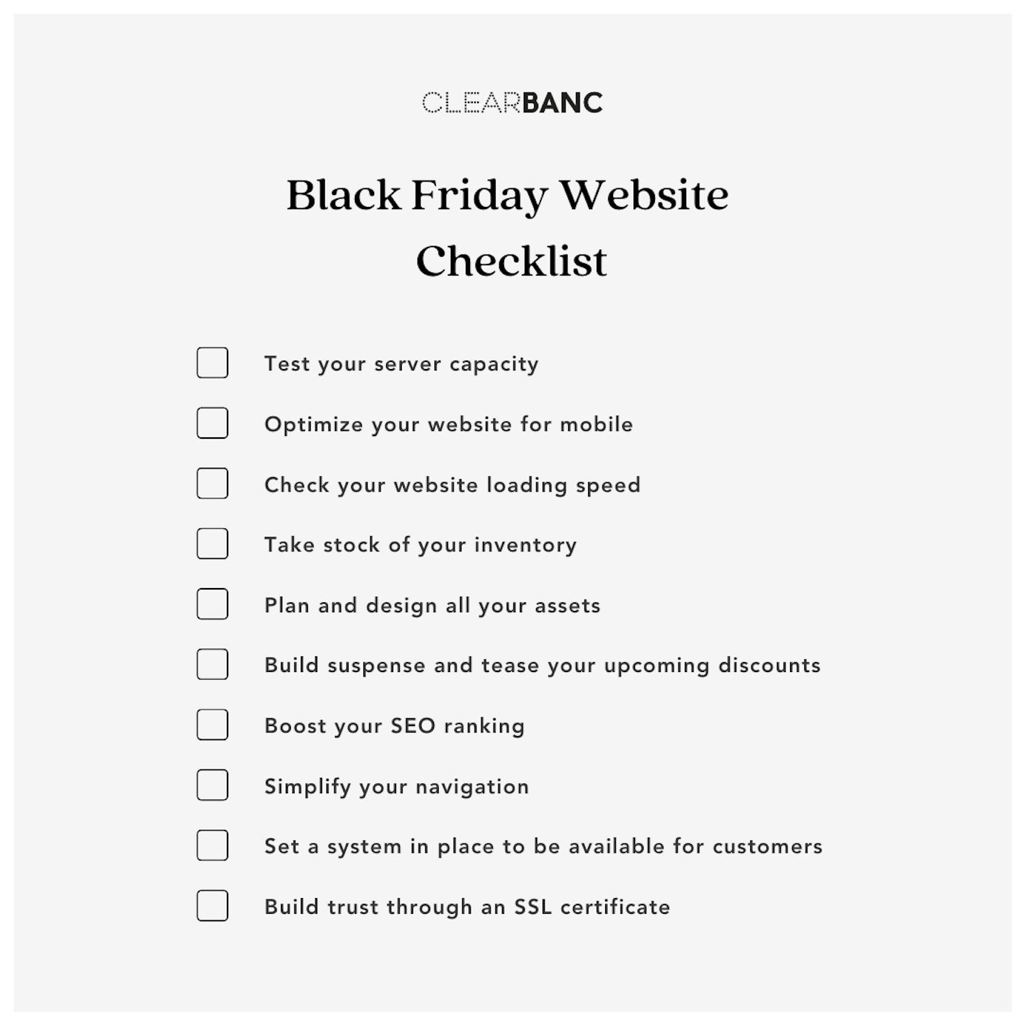 Black Friday website checklist