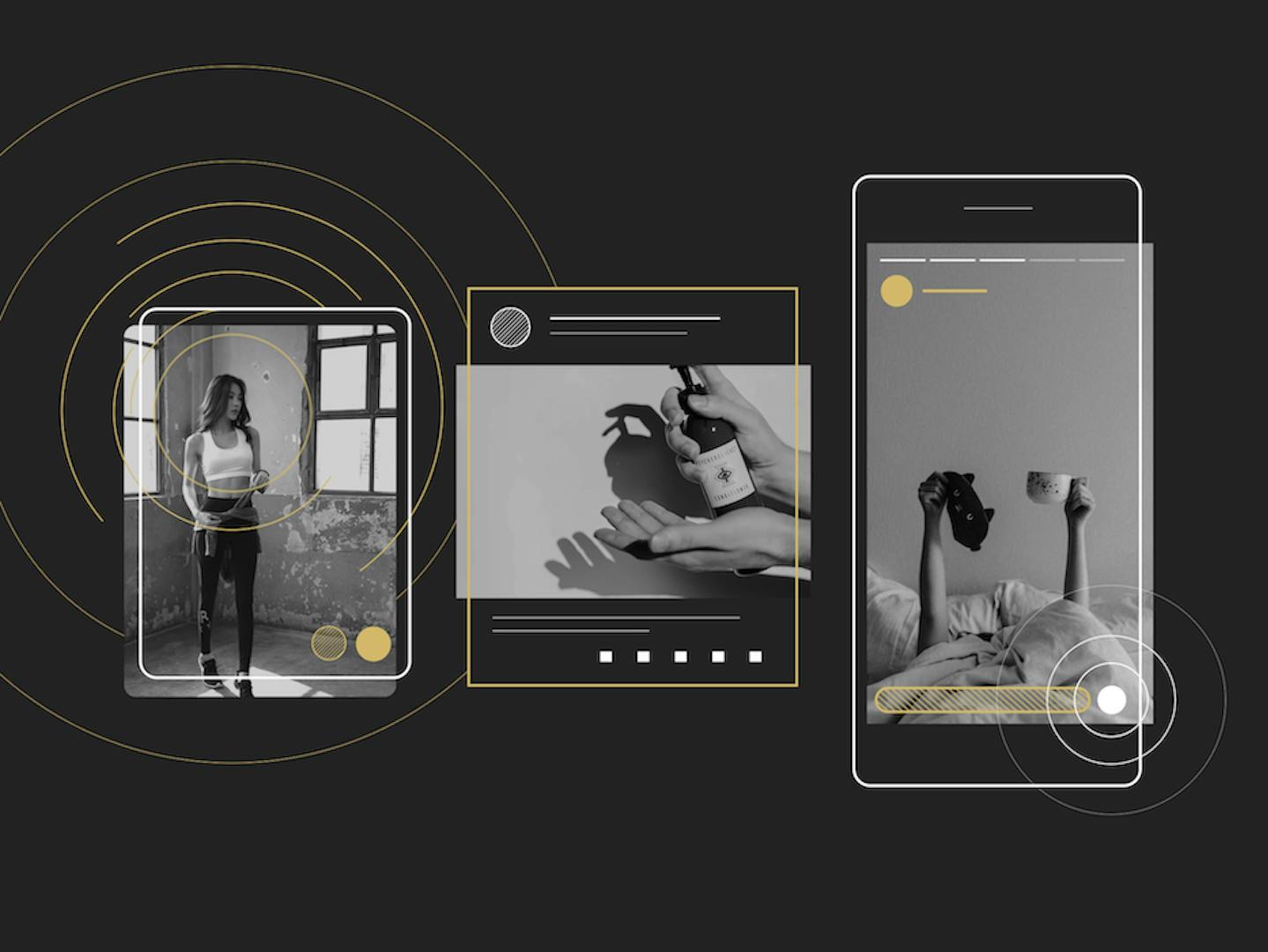 A design showing ads appear on different platforms and devices