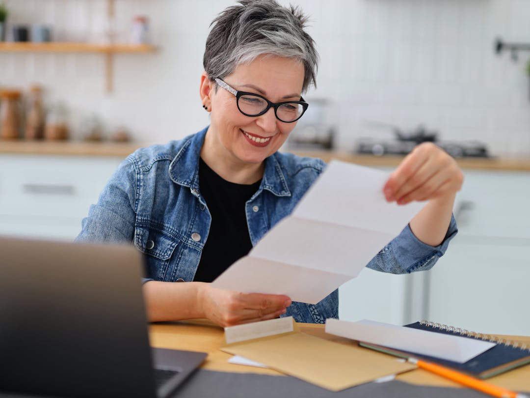 Woman looking at plan