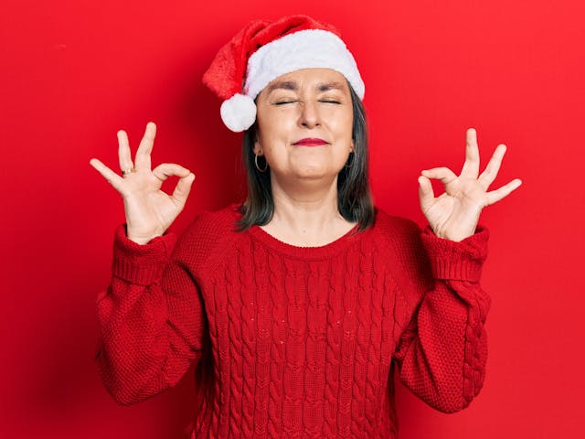 woman in santa hat