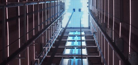 The view looking up in lift shaft